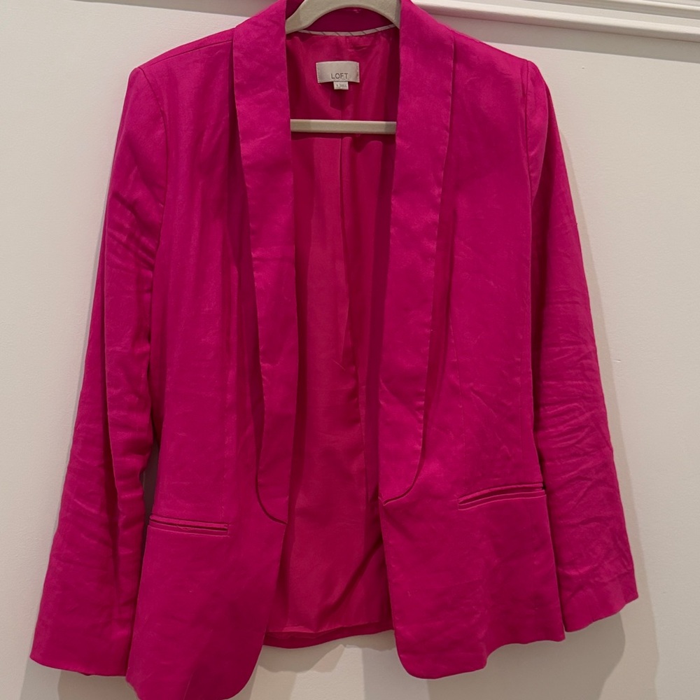 LOFT Bright Fuchsia Open-Front Blazer